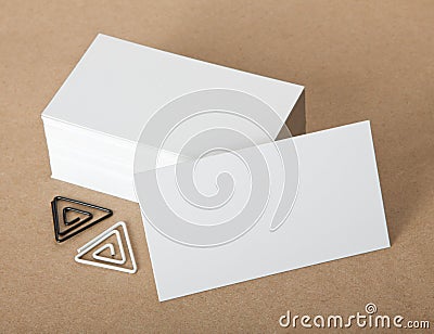 Blank business cards with clip
