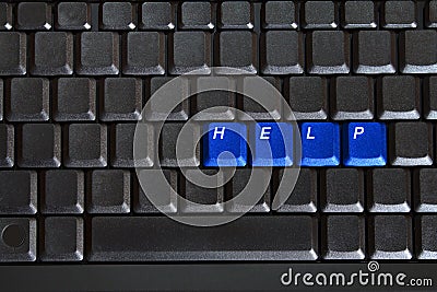 Blank computer keyboard with blue keys HELP