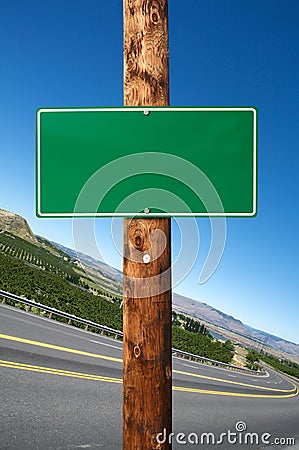 Blank green traffic sign