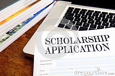 Blank scholarship application on desktop