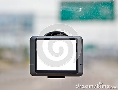 Blank screen of GPS navigator in car
