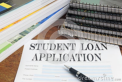 Blank student loan application on desktop