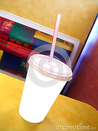 Blank White Cup in Fast Food Restaurant