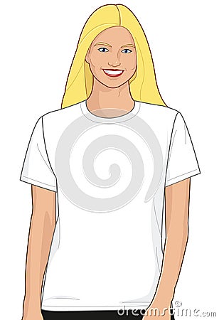 Blank White T-shirt Model Woman 1