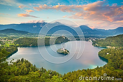 Bled Lake in Julian Alps, Slovenia.