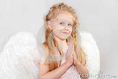 The blond girl with wings of an angel