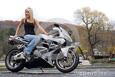 Blonde Woman On a Motorcycle