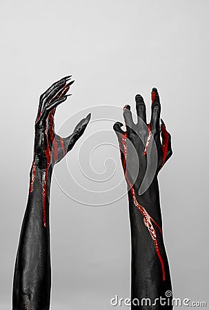 Bloody black thin hands of death