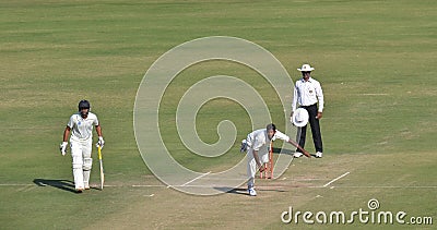 Blower s follow through in a Cricket Match