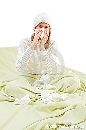 Blowing nose in tissue