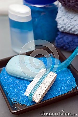 Blue bathroom items