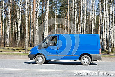 Blue blank delivery van