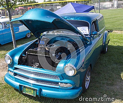 1952 Blue Chevy Delivery Sedan Front View
