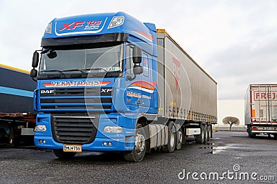 Blue Daf XF Super Long Haulage Truck