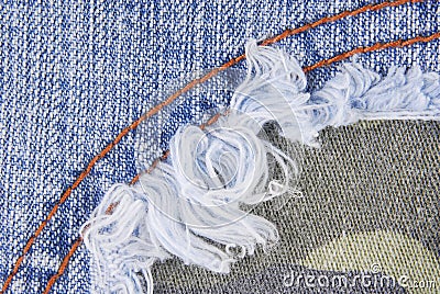 Blue denim jeans seam texture