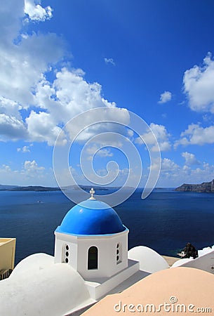 Blue dome of a church, Oia, Santorini, Greece