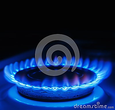 Blue flames of gas