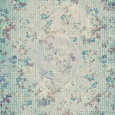 Blue floral shabby chic vintage scrapbook paper