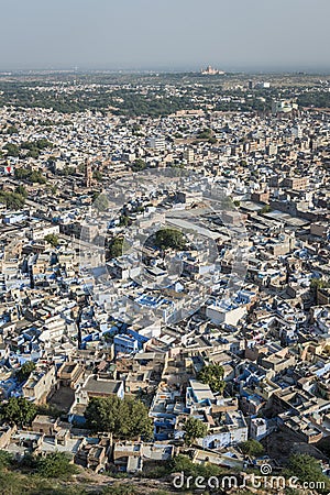 Blue houses in the city of Jodhpur, India