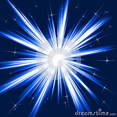 Blue Light, Star Burst, Stylised Fireworks Stock