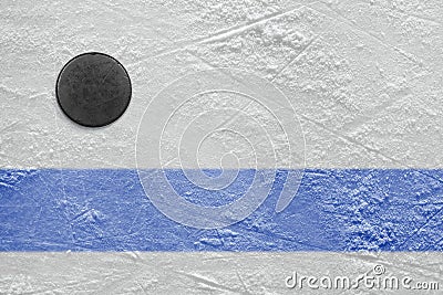 Blue line and hockey puck