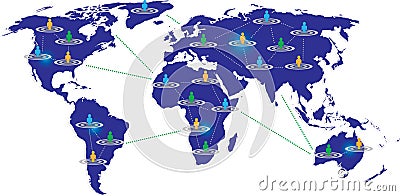 World map with people connectivity