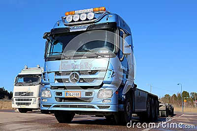 Blue Mercedes-Benz Actros Truck on a Yard