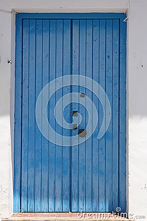 Blue paint wooden door