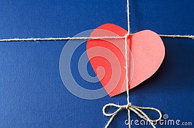 Blue paper package with valentine card