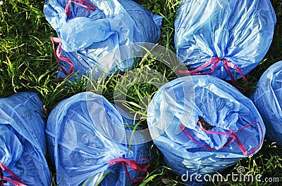 Blue plastic bags