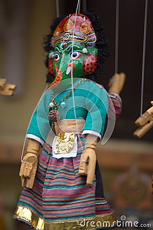Blue puppet on a string in Kathmandu