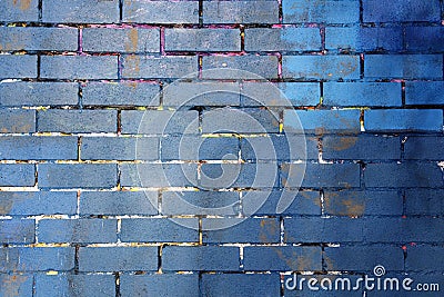 Blue and purple painted brick wall background