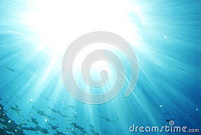 Blue Ray Of Light Underwater