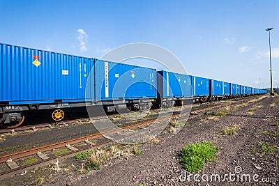 Blue Shipping Containers Train