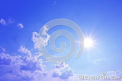 Blue sky and bright sunshine with clouds