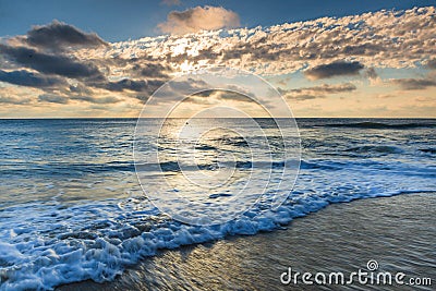 Blue Sky Morning Clouds Ocean Waves Outer Banks NC