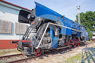 Blue steam locomotive