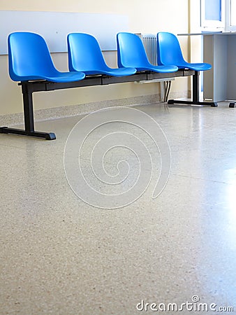 Blue stools in the waiting room