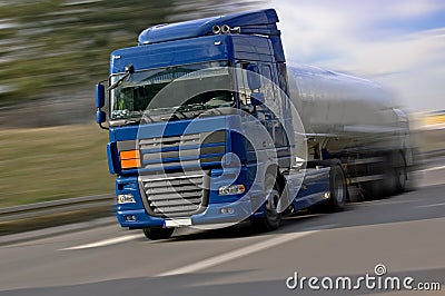 Blue Truck Driving Fast