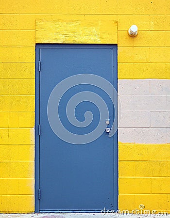 Blue Urban Door on Yellow Wall