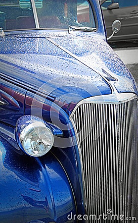 Blue vintage customised ford car