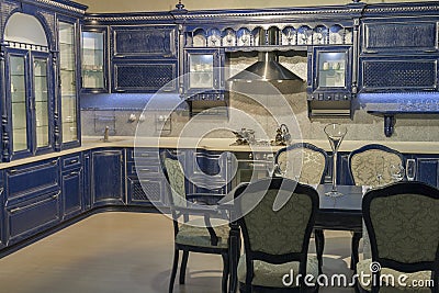 Blue vintage kitchen furniture