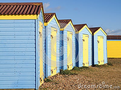 Blue Wooden Beach Huts