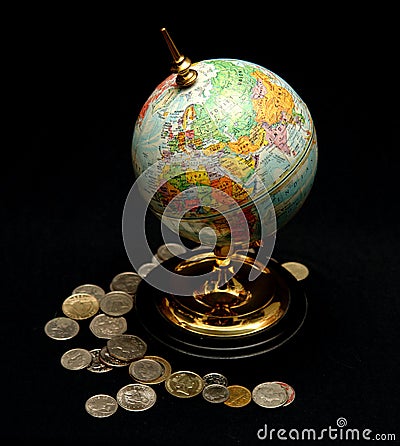 Blue World Globe with Coins