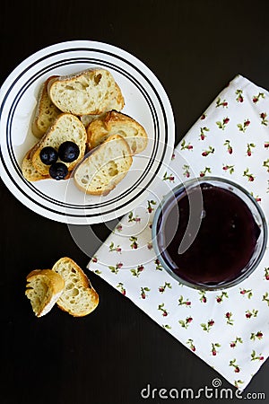 Blueberry jelly with ship biscuit view from top