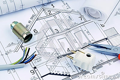 Blueprint for a house. electrical