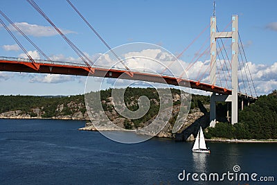 Boat crossing a bridge in Sweden
