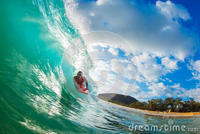 Body Boarder Surfing Blue Ocean