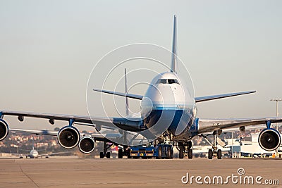 Boeing 747 airliner on runway