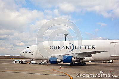 Boeing 747 cargo plane in airport